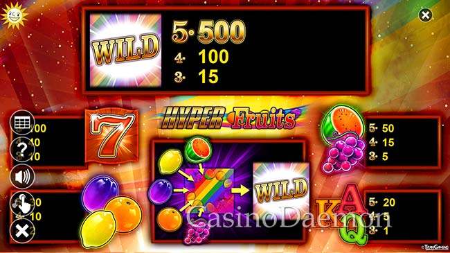 Hyper Fruits Auszahlungstabelle