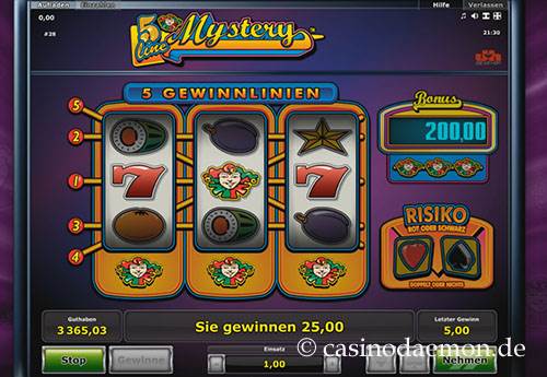 Hoher Gewinn bei 5 Line Mystery Slot